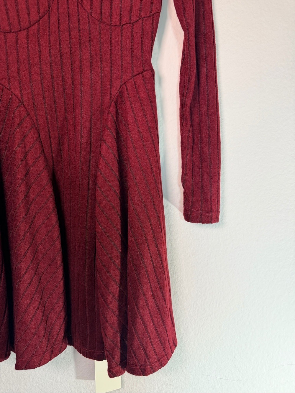 Halara Ribbed Knit V Neck Long Sleeve Fit & Flare Mini Dress XS NWT - Picture 8 of 9